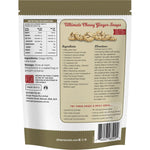 Uncrystallised Bare Ginger 200g bag by The Ginger People with Fiji landscape and succulent ginger chunks.