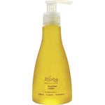 200ml bottle of Australian Jojoba oil for face and body featuring a pump dispenser and yellow liquid.