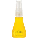 Back of a 30ml Australian Jojoba Oil spray bottle with ingredients, directions, and product benefits.
