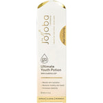 Side view of The Jojoba Company Ultimate Youth Potion 50ml bottle highlighting the gold pump and dropper.