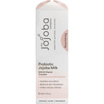 Back of The Jojoba Company Probiotic Jojoba Milk box showing ingredients, directions, and product benefits.