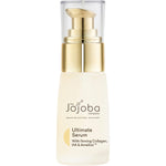 30ml bottle and packaging of The Jojoba Company Ultimate Serum with collagen and HA on a white background.