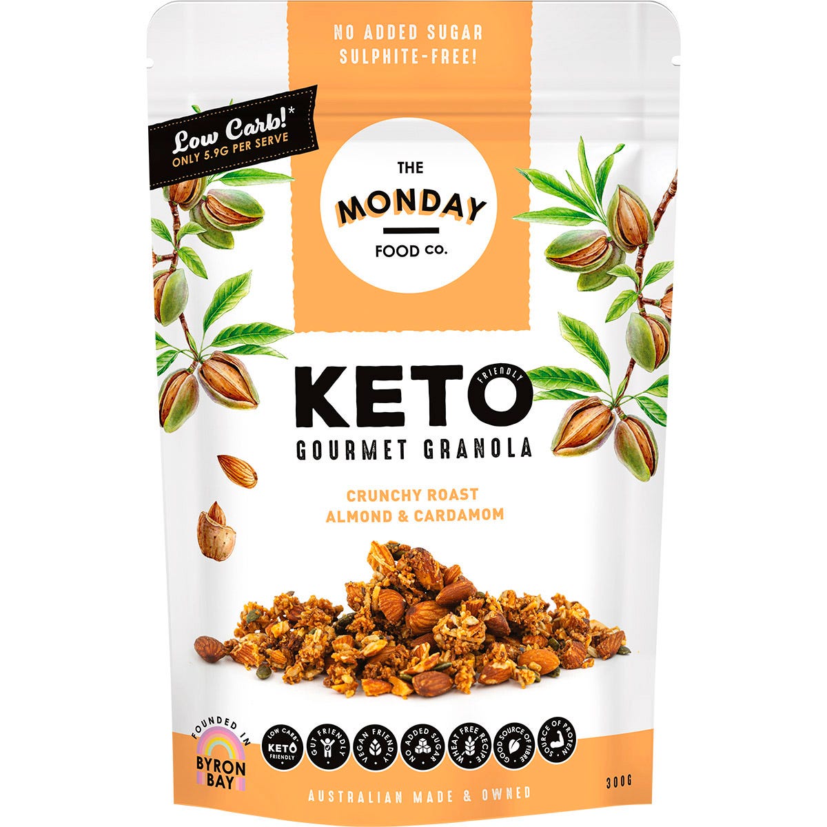 The Monday Food Co. Keto Gourmet Granola Crunchy Roast Almond & Cardamon 300g Payless 4 Organics