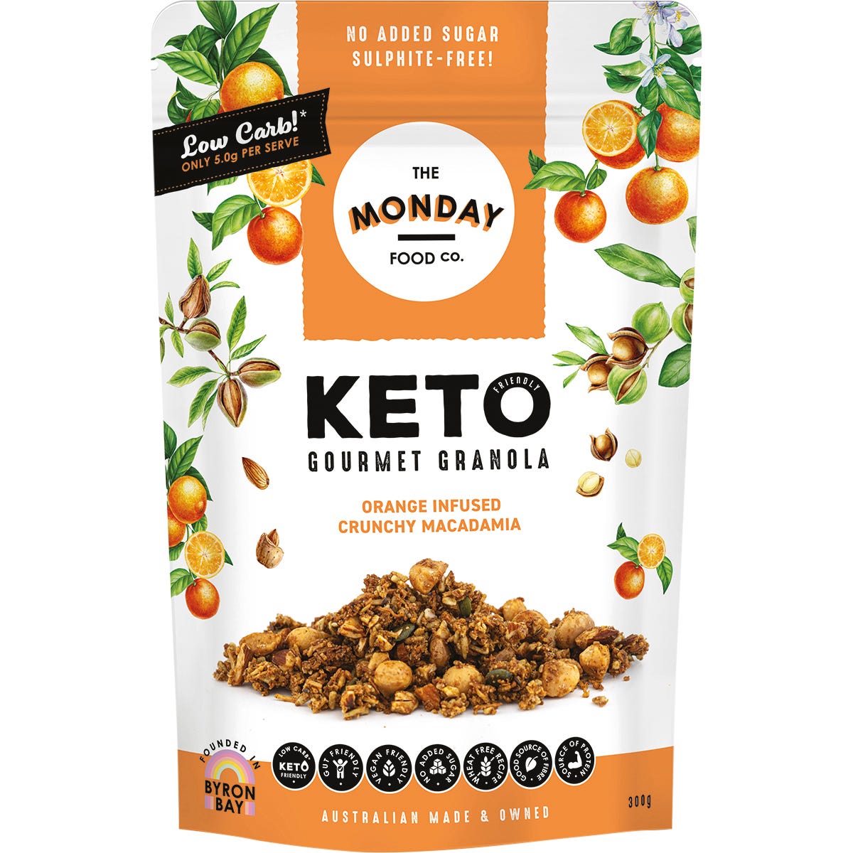 The Monday Food Co. Keto Gourmet Granola Orange Infused Crunchy Macadamia 300g Payless 4 Organics