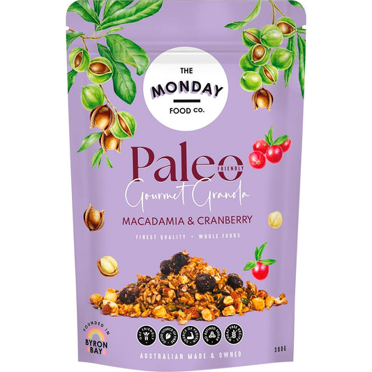The Monday Food Co. Paleo Gourmet Granola Macadamia & Cranberry 300g Payless 4 Organics