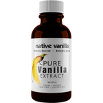 Native Vanilla Pure Vanilla Extract 100ml in an amber glass bottle with a white and gold label.