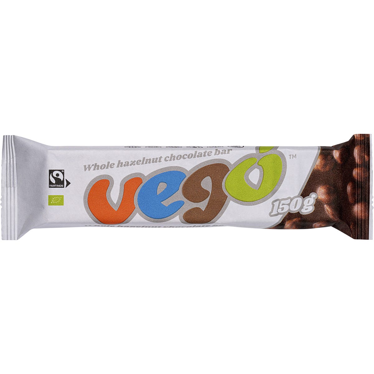 150g Vego Whole Hazelnut Chocolate Bar in its signature tan wrapper featuring the Vego logo and hazelnut graphics.