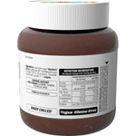 Back of Vego Crunchy Hazelnut Chocolate Spread jar with nutrition facts, ingredients, and organic labels.