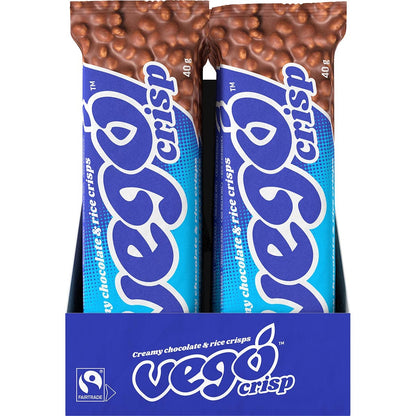Vego Crisp Chocolate Bar Creamy Chocolate & Rice Crisps 40g (Pack of 20)