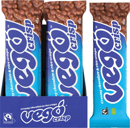 Vego Crisp Chocolate Bar Creamy Chocolate & Rice Crisps 40g (Pack of 20)