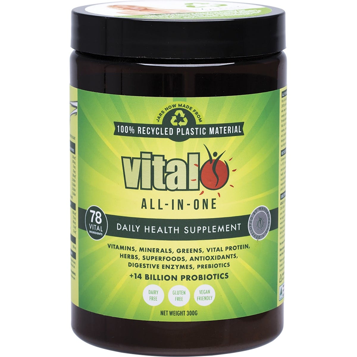 300g tub of Martin & Pleasance Vital All-In-One daily health supplement with 78 essential ingredients.