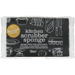 Dual-sided Natural Value kitchen scrubber sponge with a yellow cellulose side and a dark green textured fiber side.