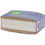 Close-up of two Natural Value sisal scrubber sponges showing the dual-sided plant-based cellulose and agave fiber textures.