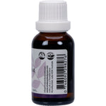 Right side of Vrindavan Frankincense Essential Oil 25ml bottle with supplemental facts and directions.