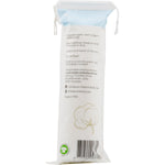 Back of 100-pack Vrindavan Organic Cotton Pads showing ingredients, barcode, and product specifications.