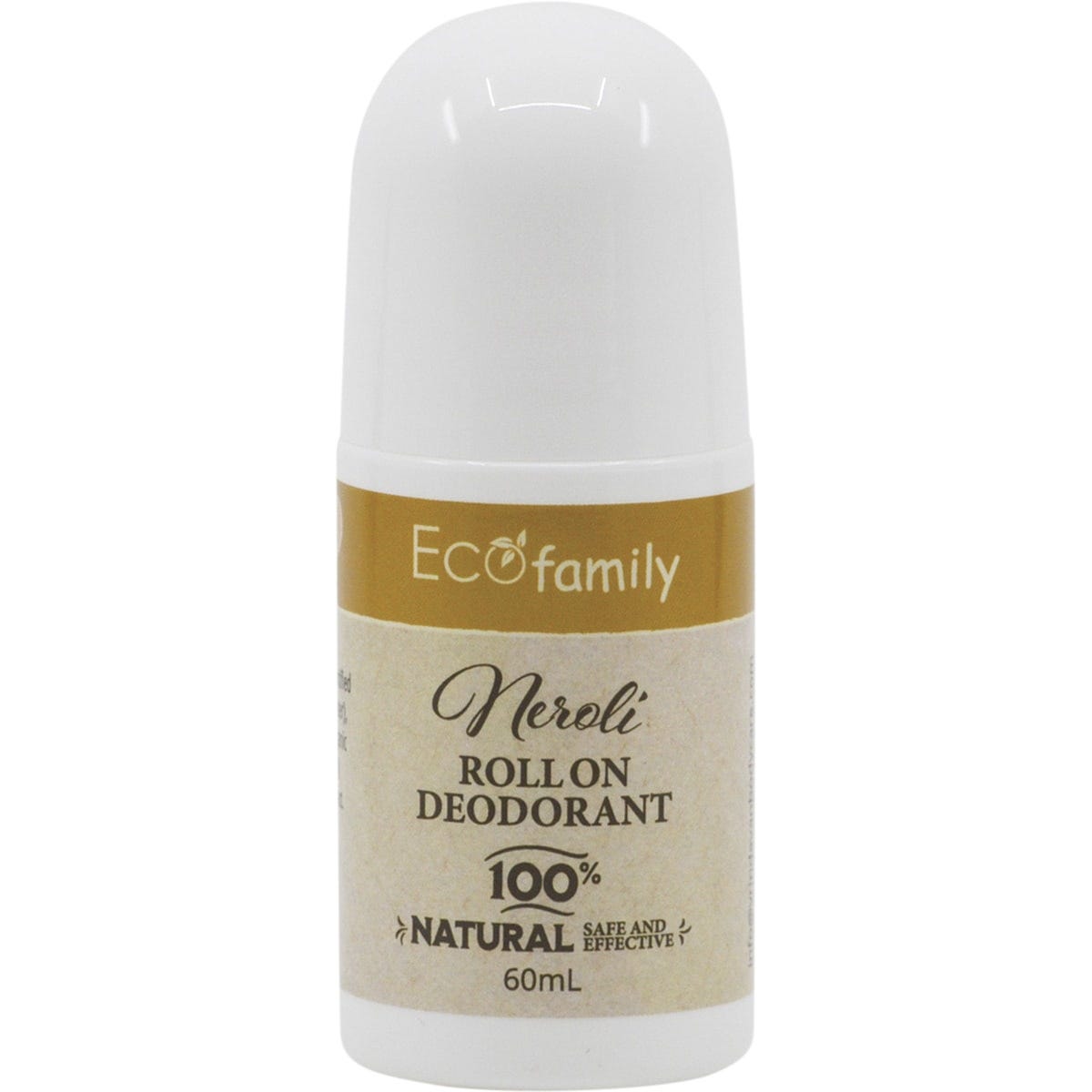 60ml bottle of Vrindavan Eco Family Neroli aluminium-free roll-on deodorant.