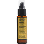 Back of 60ml Vrindavan Beard Oil Gold bottle with ingredients, directions, and organic certification details.