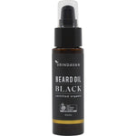 Vrindavan Beard Oil Black 60ml in a glass dropper bottle with a black and gold label on a white background.