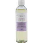 Vrindavan Castile Soap 250ml bottle with Lavender and Eucalyptus on a clean white background.