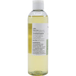 Side view of a 250ml Vrindavan Patchouli Bliss Castile Soap bottle showing ingredients and a pump dispenser.