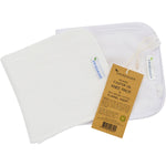 White Vrindavan Castor Oil Knee Pack with organic cotton flannel insert and waterproof outer layer.