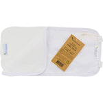 White Vrindavan Castor Oil Knee Pack with organic cotton flannel insert and waterproof outer layer.