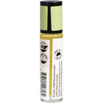Back of Vrindavan Patchouli Bliss 10ml perfume oil bottle showing organic certification, ingredients, and instructions.