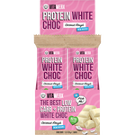 Vitawerx Coconut Rough White Choc Bar 12-pack display box with blue and white branding.