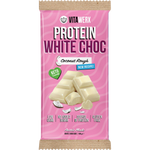 100g bar of Vitawerx Protein White Chocolate Coconut Rough in a white and teal wrapper.