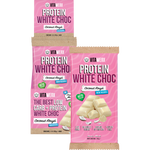 Box of 12 Vitawerx Protein White Chocolate Coconut Rough bars with a single 100g bar displayed in front.