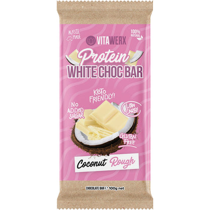 Vitawerx Protein White Chocolate Bar Coconut Rough 100g (Pack of 12)
