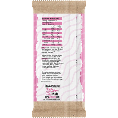 Vitawerx Protein White Chocolate Bar Coconut Rough 100g (Pack of 12)