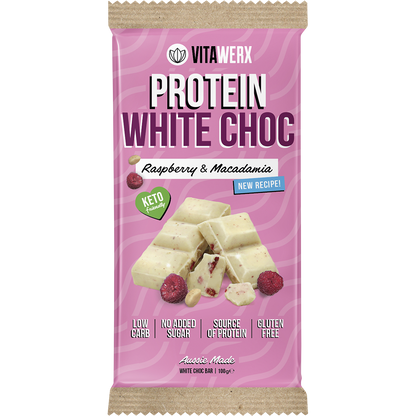 Vitawerx Protein White Choc Bar Raspberry & Macadamia 12x100g