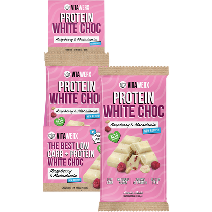 Vitawerx Protein White Choc Bar Raspberry & Macadamia 12x100g