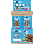 Retail display box of Vitawerx Coconut Rough protein bars, showing branding and "High Protein" benefits.