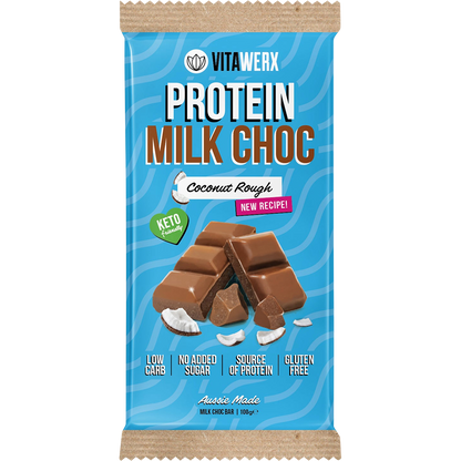 Vitawerx Protein Milk Choc Bar Coconut Rough 12x100g