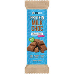 Vitawerx Protein Milk Choc Bar 35g in a brown and blue wrapper on a white background.