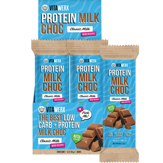 Vitawerx Protein Milk Choc Bar 35g (Pack of 12)
