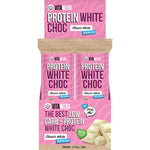 Vitawerx Protein White Chocolate Bar 35g 12-pack retail display box with blue and white branding.