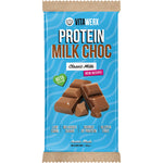 Vitawerx Protein Milk Chocolate 100g bar featuring a brown and blue wrapper on a white background.