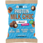 Single 60g pack of Vitawerx Milk Choc Coated Almonds featuring a blue and white label with almond illustrations.