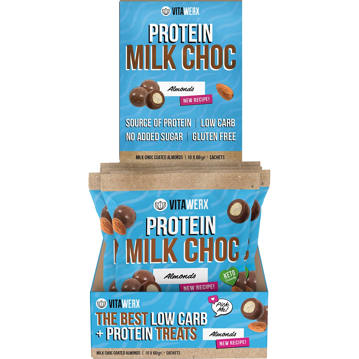 Vitawerx Milk Choc Coated Almonds 60g (Pack of 10)