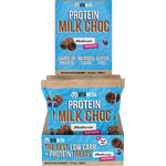 Retail display box of Vitawerx Milk Choc Coated Blueberries 60g bags with a purple and white design.