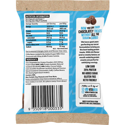 Vitawerx Milk Choc Coated Coffee Beans 60g (Pack of 10)