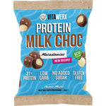 60g bag of Vitawerx Milk Chocolate Coated Macadamias featuring a protein-packed, low-carb, and keto-friendly recipe.