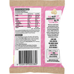 Back of a Vitawerx White Choc Macadamias 60g bag showing nutrition facts, ingredients, and keto-friendly features.