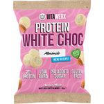 Vitawerx Protein White Choc Coated Almonds 60g bag with white chocolate and roasted almond illustrations.