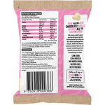 Back of Vitawerx White Choc Coated Almonds 60g bag with nutrition facts, ingredients, and storage instructions.