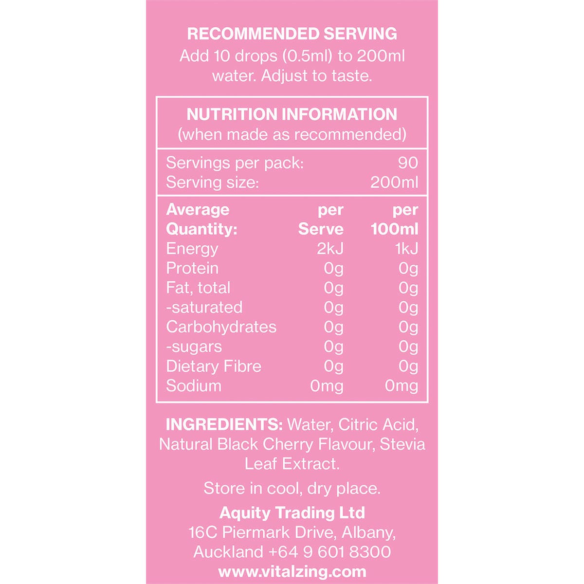 Vital Zing Water Drops Black Cherry 45ml