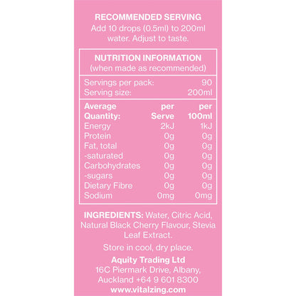 Vital Zing Water Drops Black Cherry 45ml